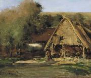 Een schuur in een landschap met bomen. Antoine Vollon